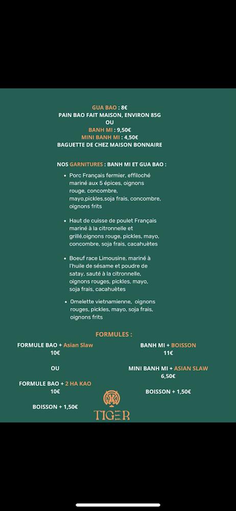 Tiger - Asian Flavors - Menu Image 1
